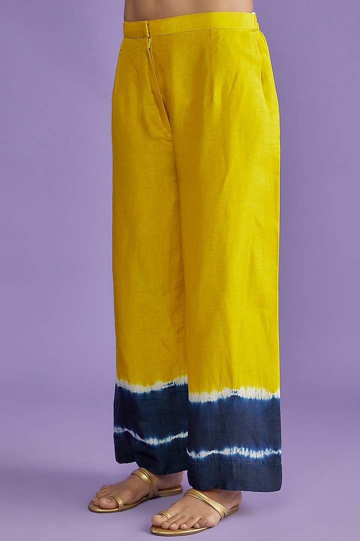 Citrus Lime Cotton Silk Tie-Dye Cape Set by Mahi Calcutta at Pernia's Pop Up Shop