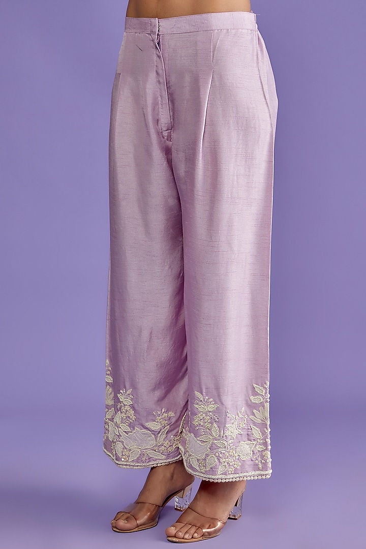 Purple Ombre Silk Embroidered Kurta Set by Mahi Calcutta at Pernia's Pop Up Shop