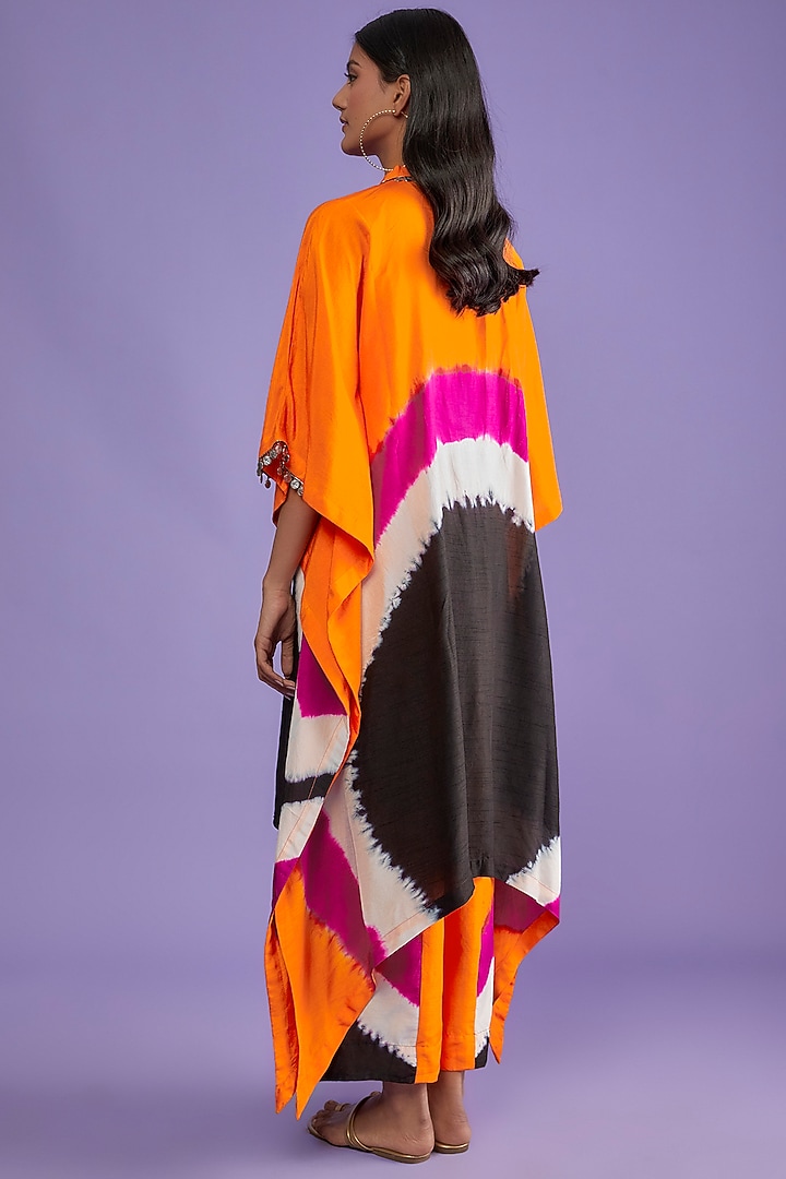 Multi-Colored Cotton Silk Tie-Dye Kaftan Set by Mahi Calcutta at Pernia's Pop Up Shop
