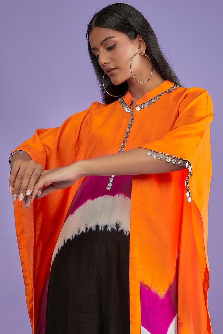 Multi-Colored Cotton Silk Tie-Dye Kaftan Set by Mahi Calcutta at Pernia's Pop Up Shop