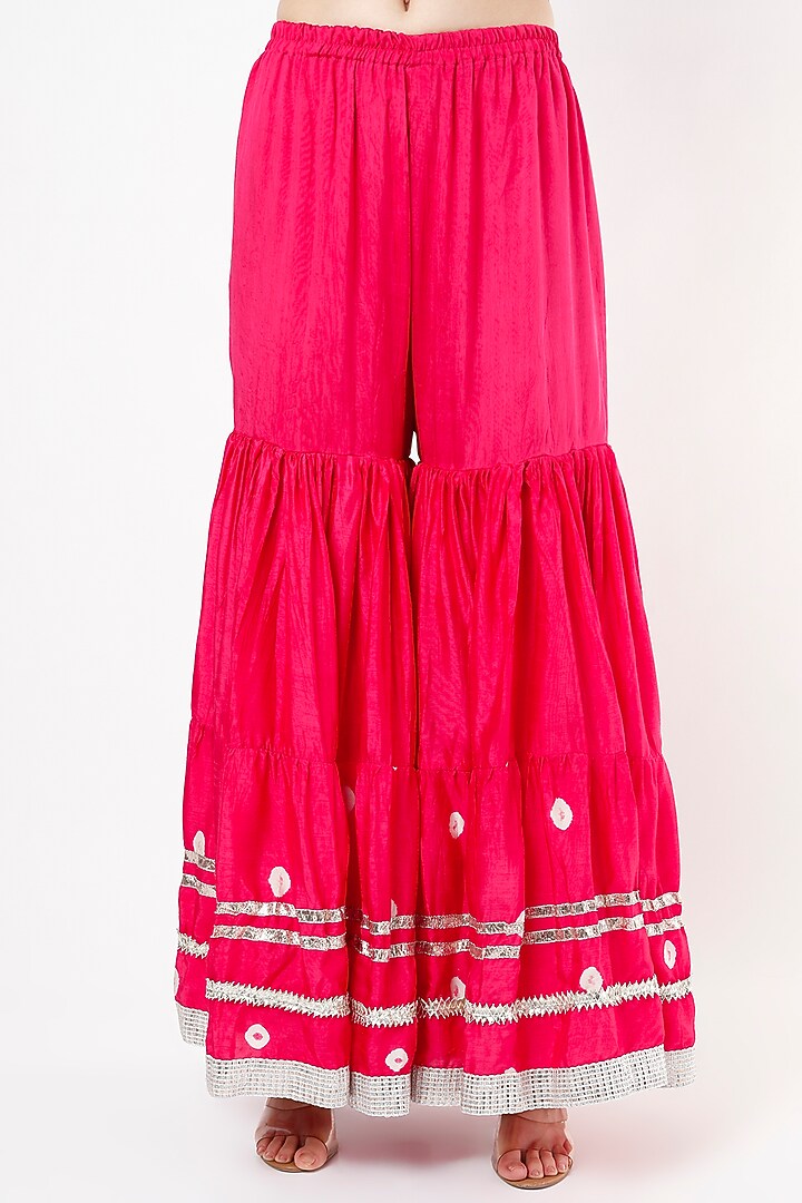 Fuchsia Embroidered Party Wear Sharara Set by Mahi Calcutta at Pernia's Pop Up Shop