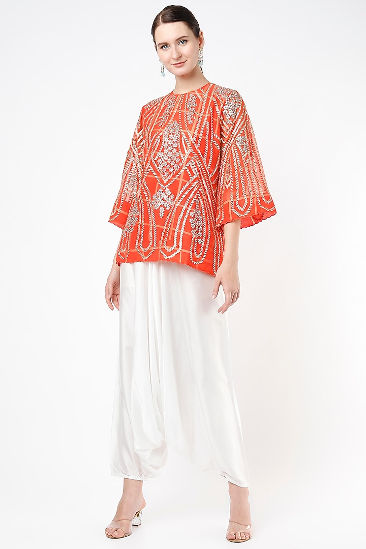 Ivory Satin Harem Pant Set by Mahi Calcutta at Pernia's Pop Up Shop