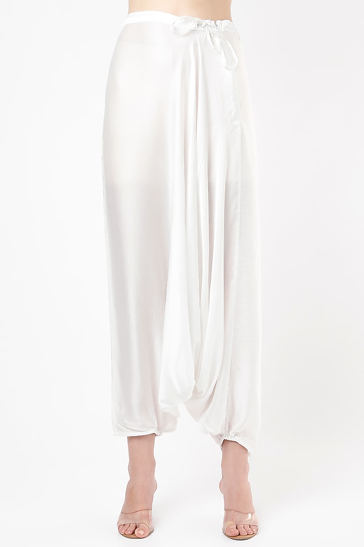 Ivory Satin Harem Pant Set by Mahi Calcutta at Pernia's Pop Up Shop