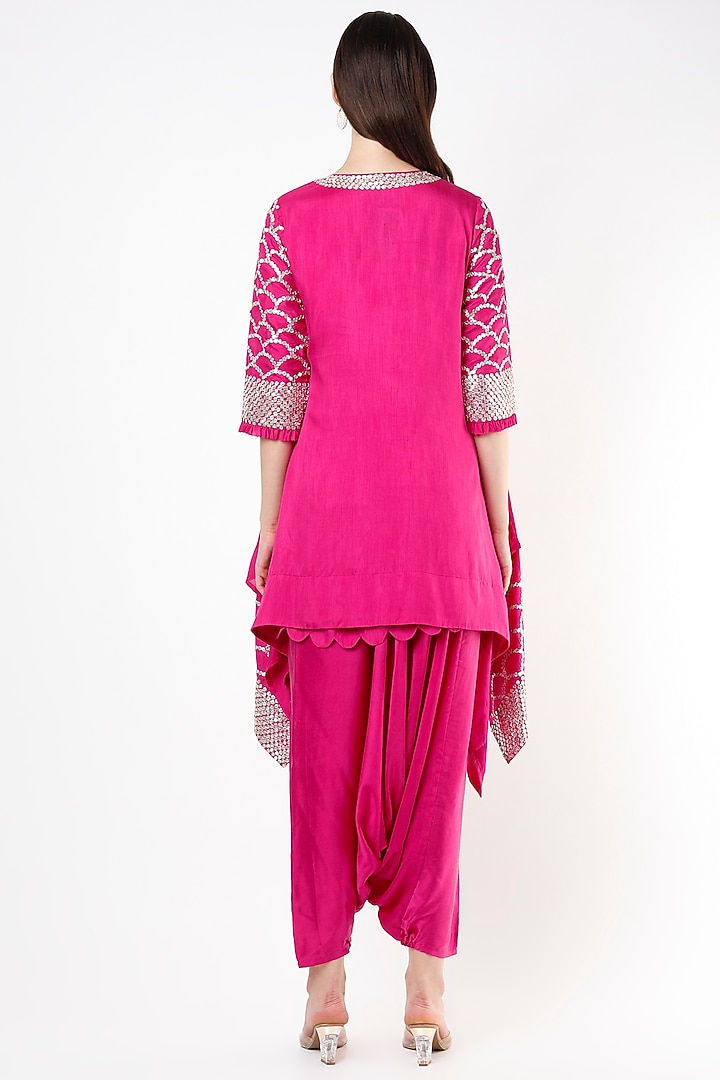 Rani Pink Satin Harem Pant Set by Mahi Calcutta at Pernia's Pop Up Shop
