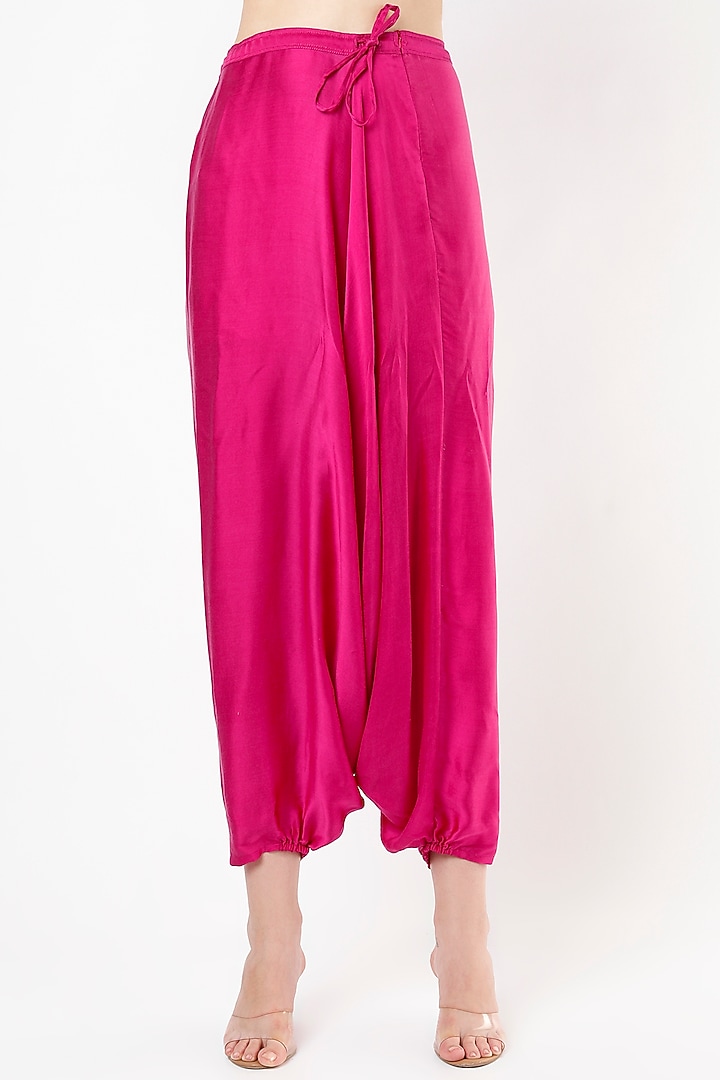 Rani Pink Satin Harem Pant Set by Mahi Calcutta at Pernia's Pop Up Shop