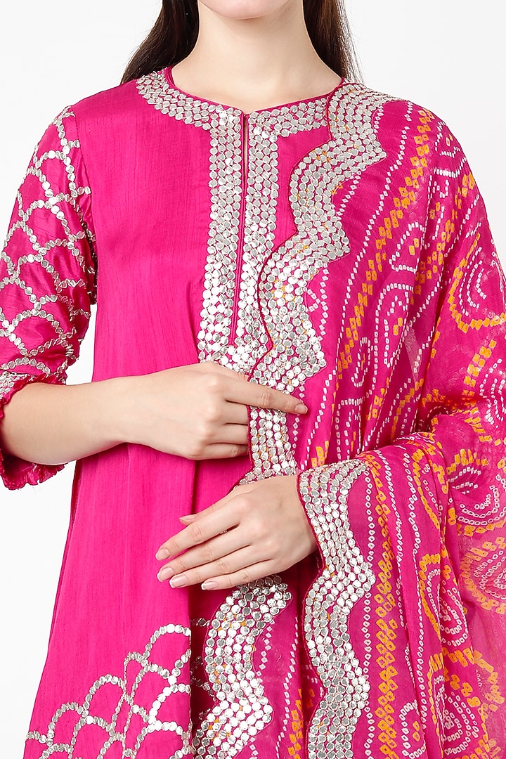Rani Pink Satin Harem Pant Set by Mahi Calcutta at Pernia's Pop Up Shop