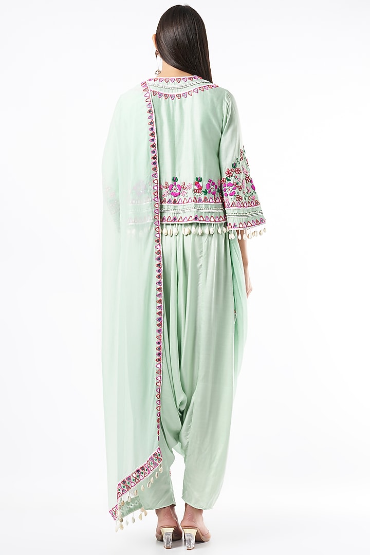 Mint Blue Beads Embellished Jacket Set by Mahi Calcutta at Pernia's Pop Up Shop