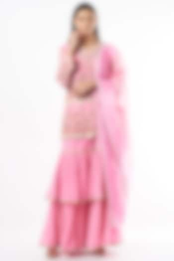 Taffy Pink Double-Layered Sharara Set by Mahi Calcutta at Pernia's Pop Up Shop