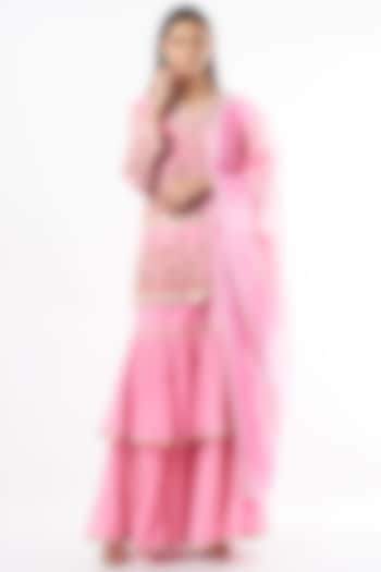 Taffy Pink Double-Layered Sharara Set by Mahi Calcutta
