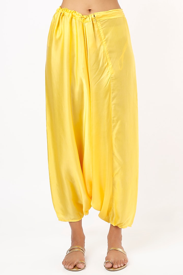 Yellow Harem Pant Set With Cape-Style Dupatta by Mahi Calcutta at Pernia's Pop Up Shop