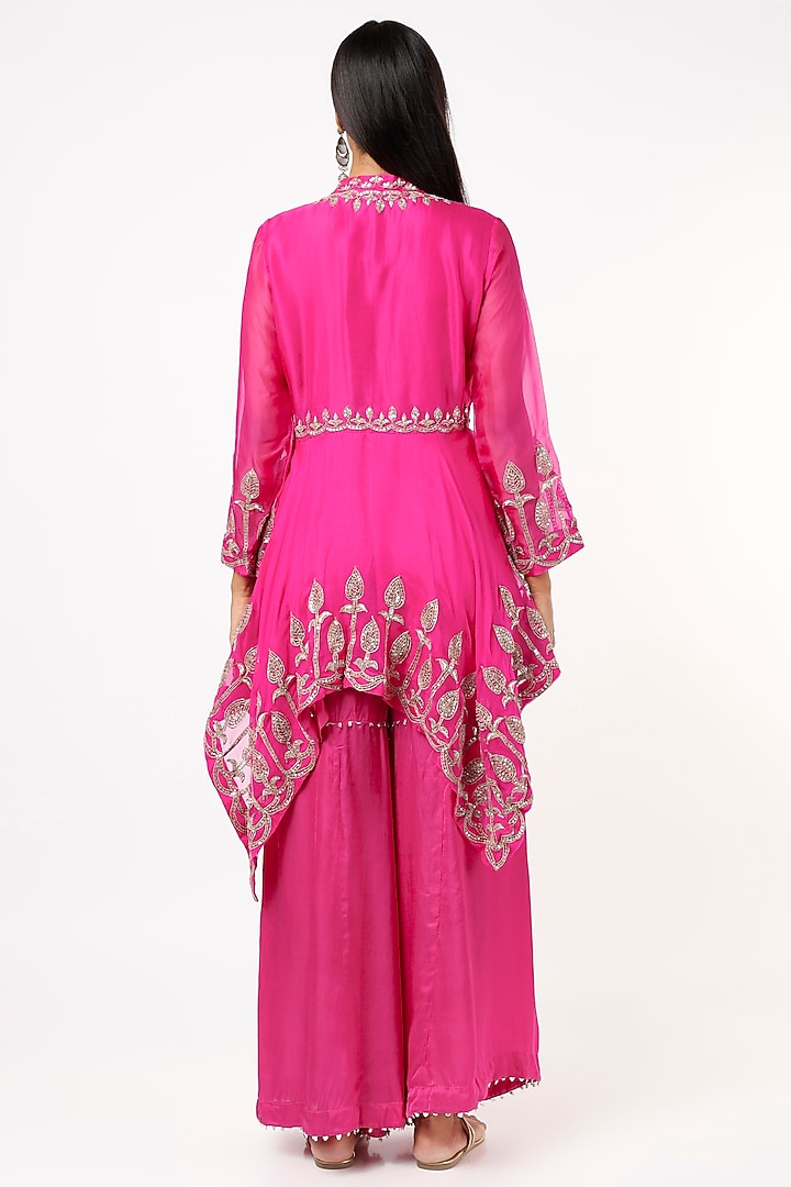 Fuchsia Satin Harem Pant Set by Mahi Calcutta at Pernia's Pop Up Shop