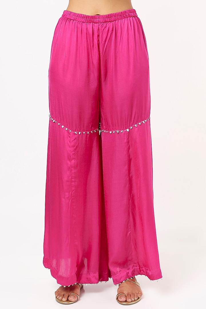 Fuchsia Satin Harem Pant Set by Mahi Calcutta at Pernia's Pop Up Shop