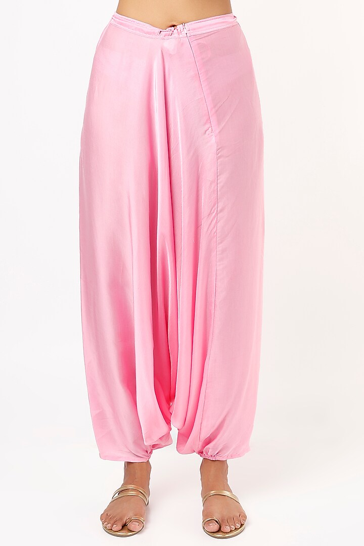 Carnation Pink Satin Harem Pant Set by Mahi Calcutta at Pernia's Pop Up Shop