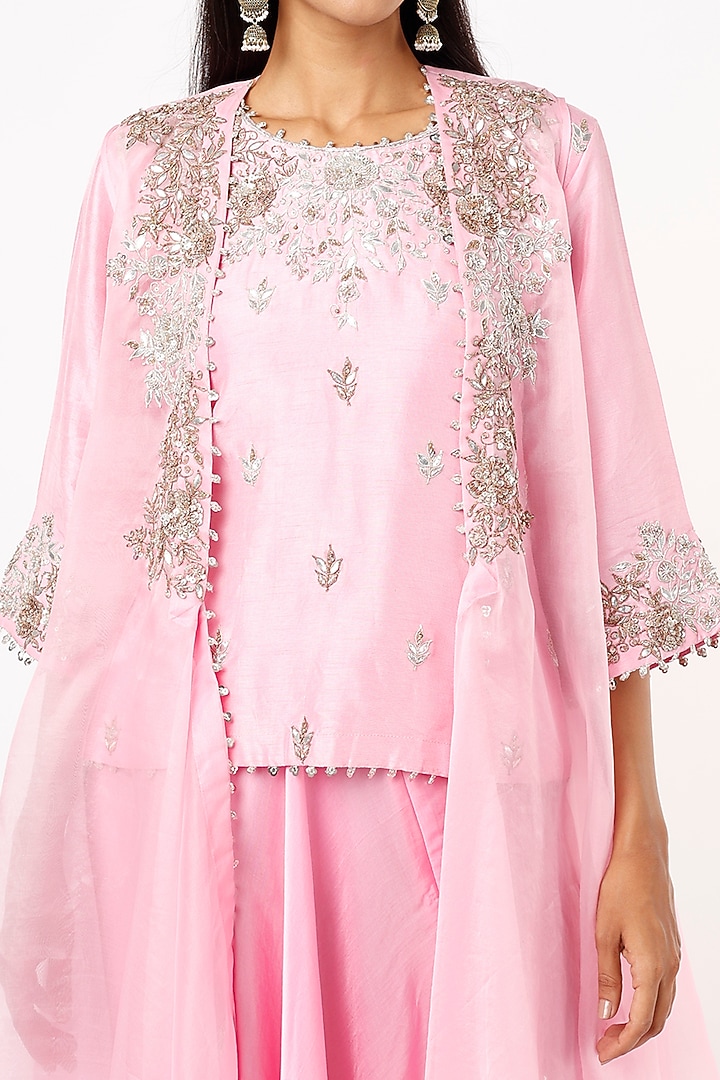 Carnation Pink Satin Harem Pant Set by Mahi Calcutta at Pernia's Pop Up Shop