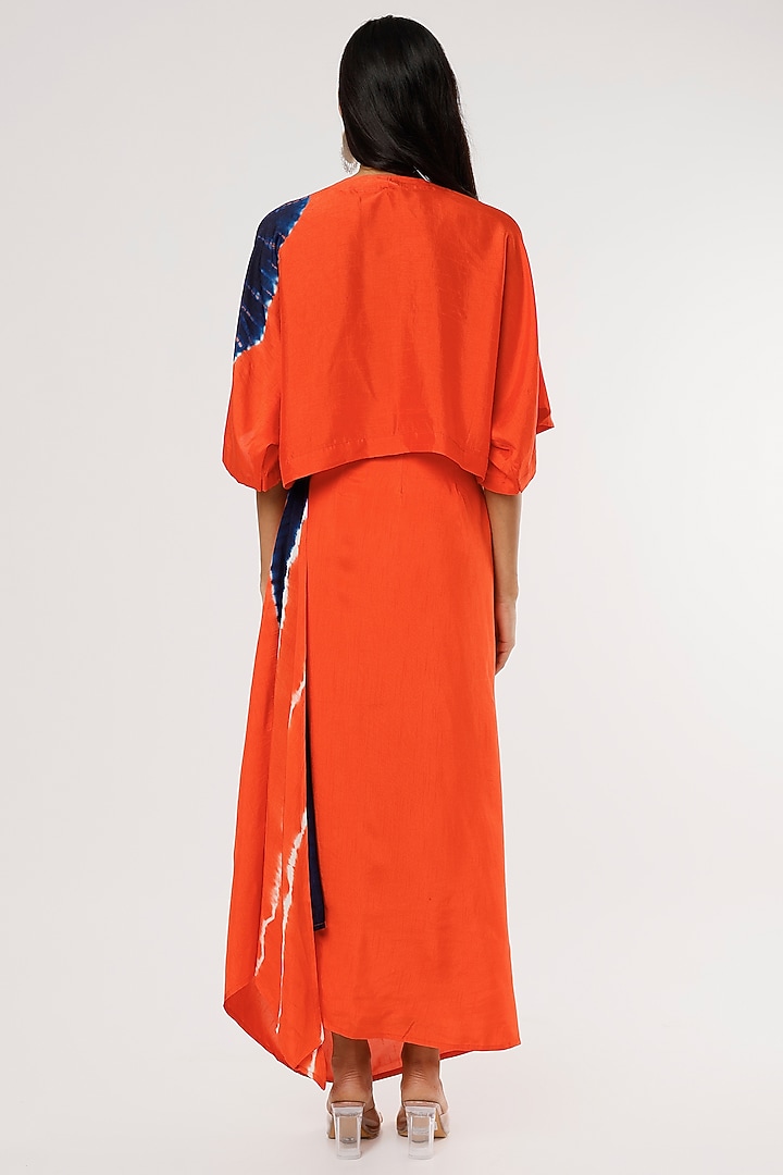 Vermillion Red Printed Wrap-Around Skirt Set by Mahi Calcutta at Pernia's Pop Up Shop