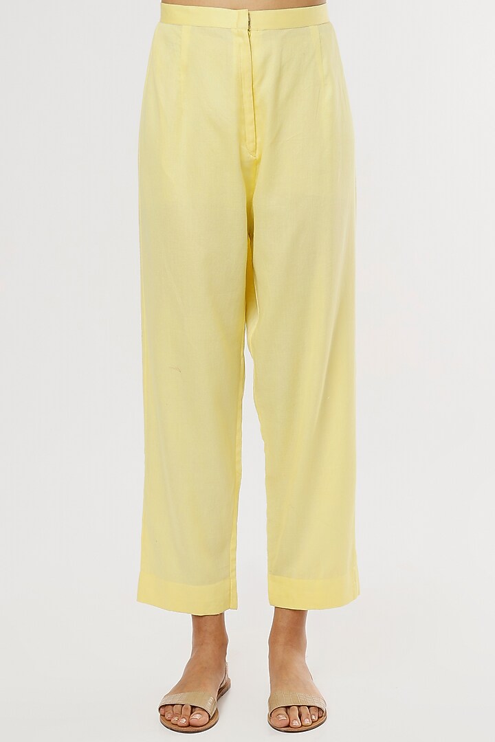 Light Yellow Embroidered Kurta Set by Mahi Calcutta at Pernia's Pop Up Shop