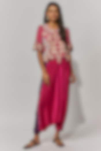 Rani Pink Modal Satin Embellished Co-Ord Set by Mahi Calcutta at Pernia's Pop Up Shop