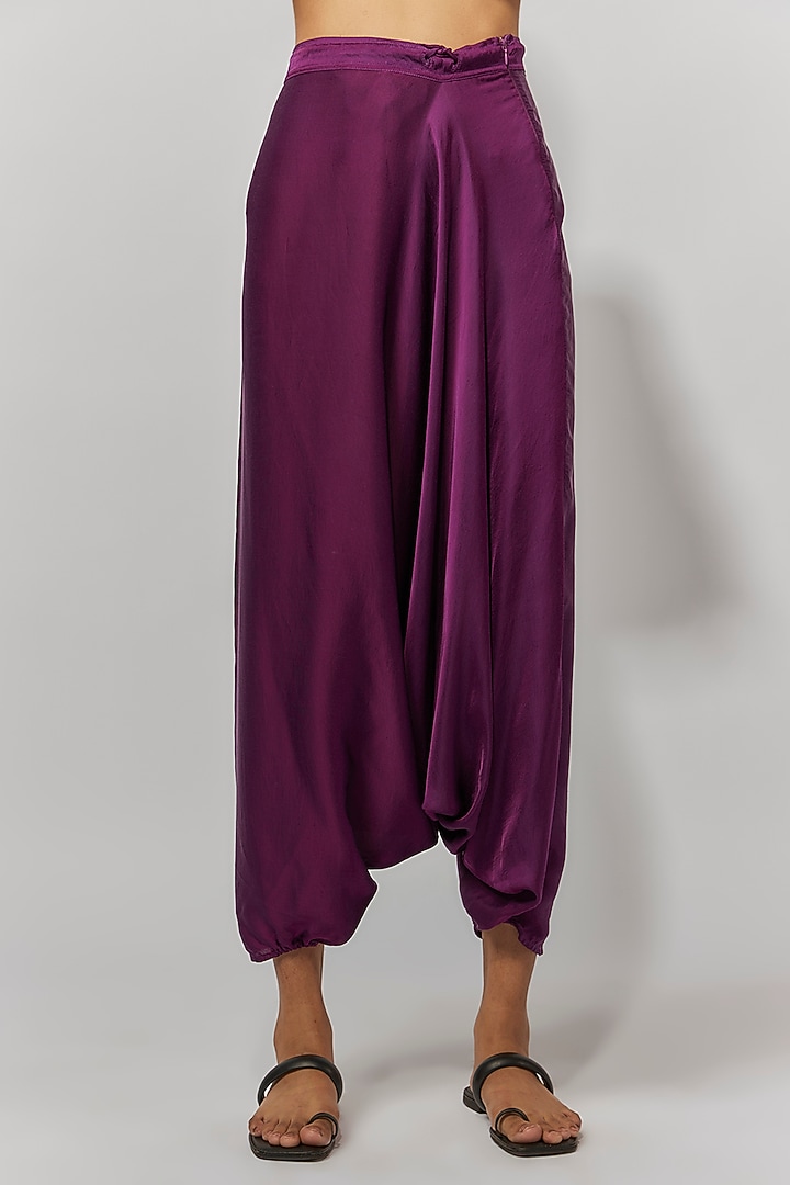 Fuchsia & Aubergine Summer Cotton Silk Printed Cape Set by Mahi Calcutta at Pernia's Pop Up Shop
