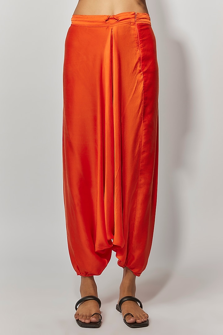 Burnt Orange & Navy Summer Cotton Silk Printed Cape Set by Mahi Calcutta at Pernia's Pop Up Shop
