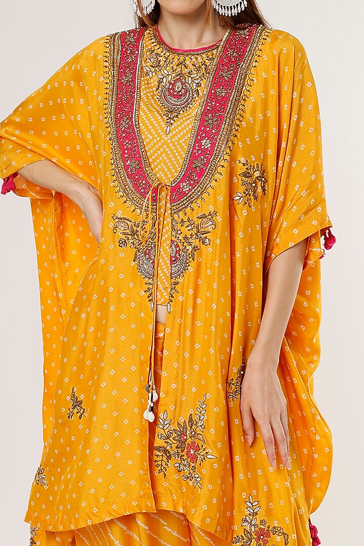 Mustard Printed Kaftan Set by Mahi Calcutta at Pernia's Pop Up Shop