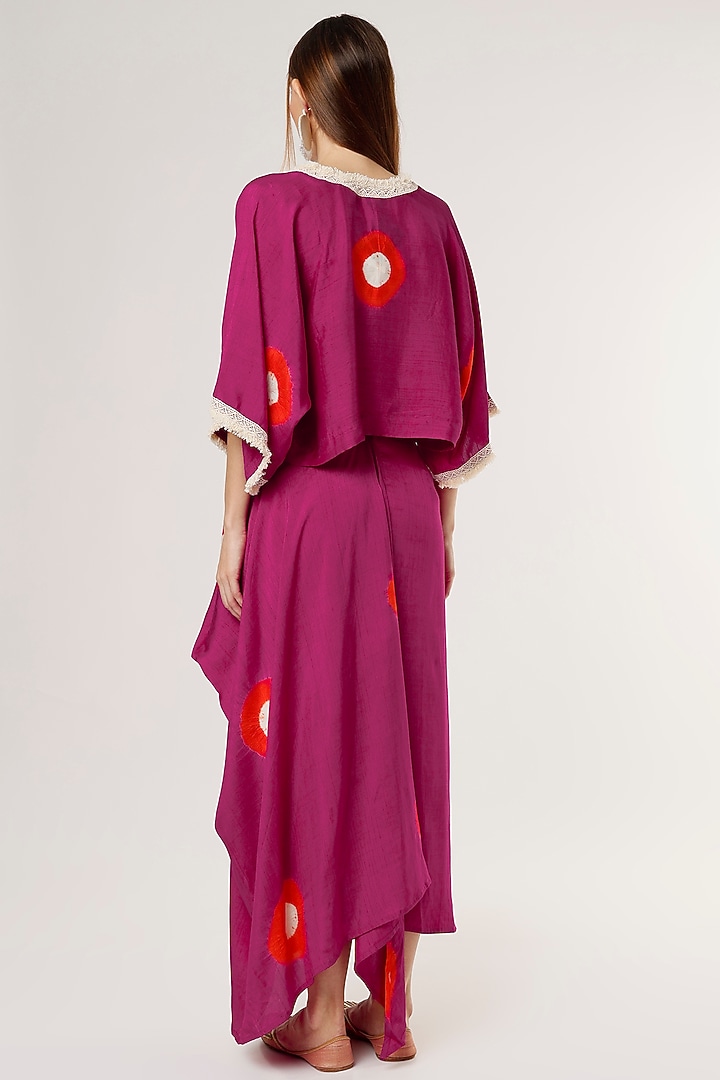 Magenta & Vermilion Tie-Dyed Skirt Set by Mahi Calcutta at Pernia's Pop Up Shop