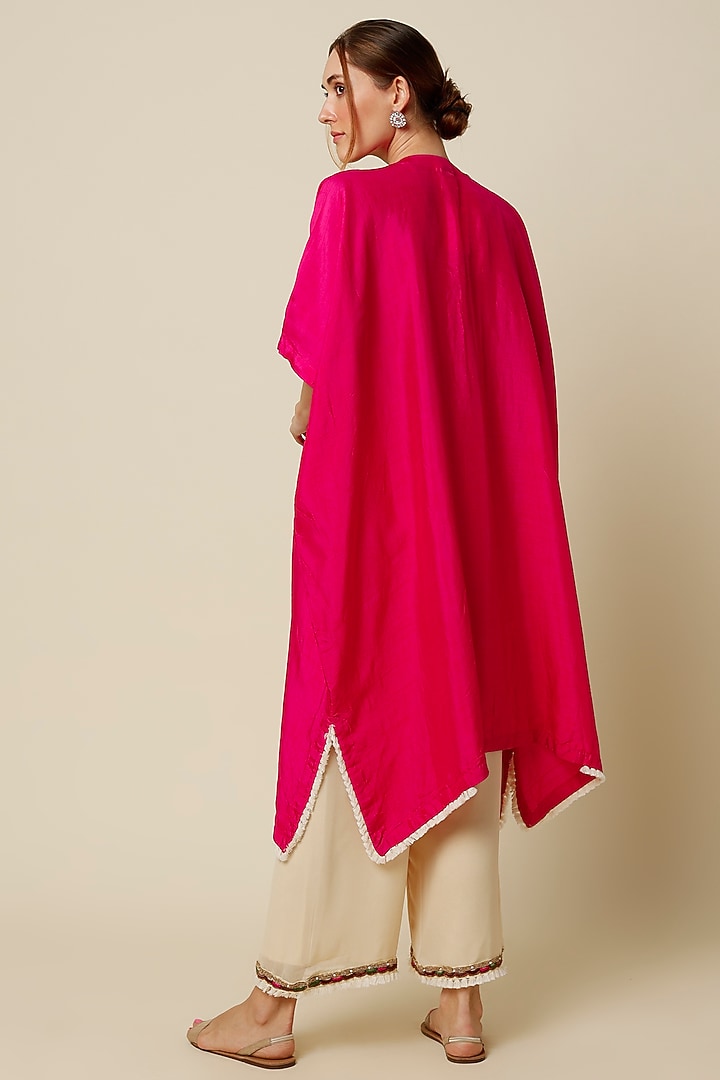 Hot Pink Embroidered Kaftan Set by Mahi Calcutta at Pernia's Pop Up Shop