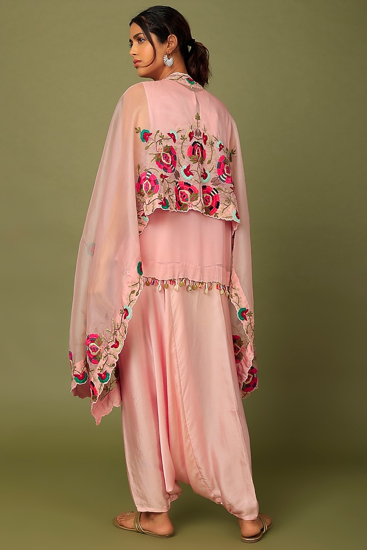 Blush Pink Satin Harem Pant Set by Mahi Calcutta at Pernia's Pop Up Shop