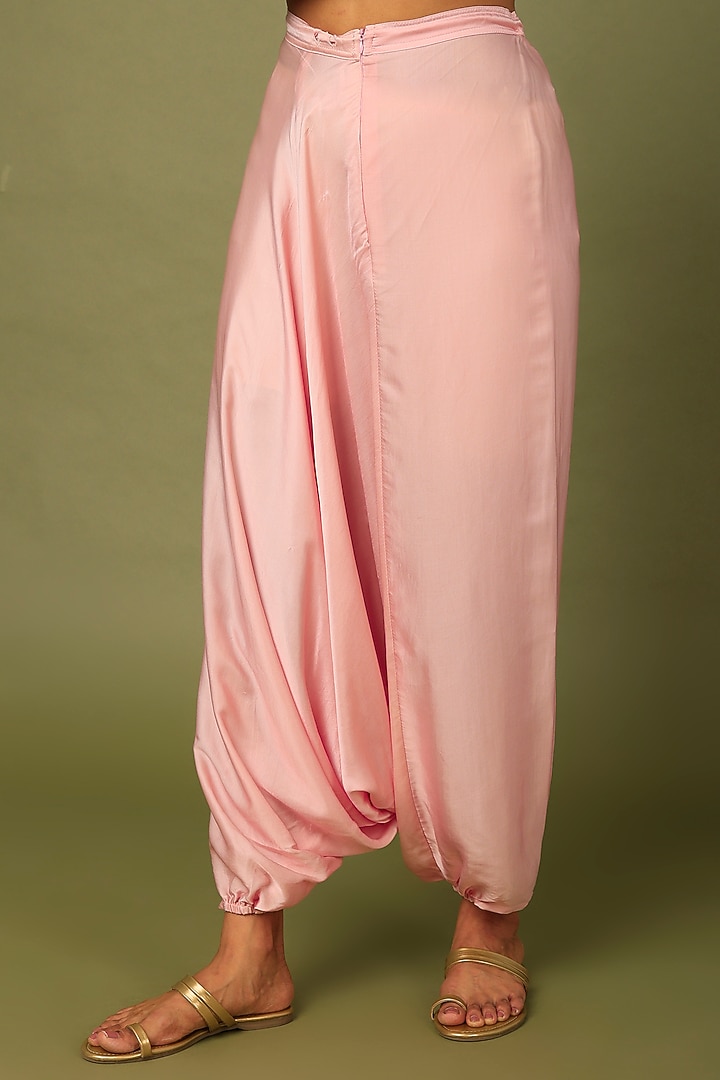 Blush Pink Satin Harem Pant Set by Mahi Calcutta at Pernia's Pop Up Shop