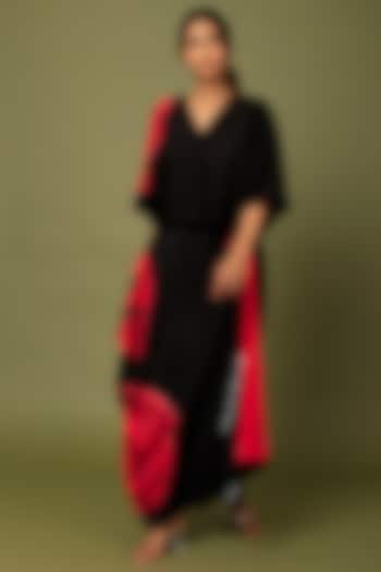 Black Cotton Silk Skirt Set by Mahi Calcutta