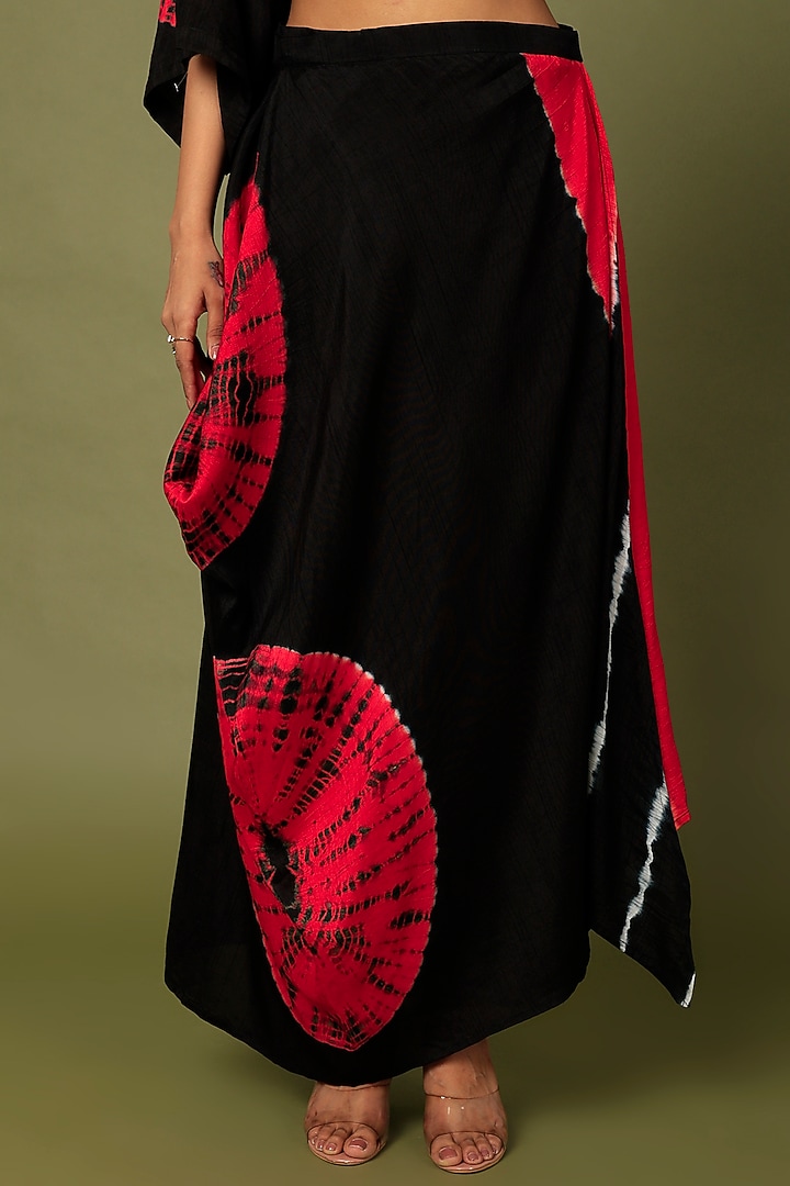 Black Cotton Silk Skirt Set by Mahi Calcutta at Pernia's Pop Up Shop