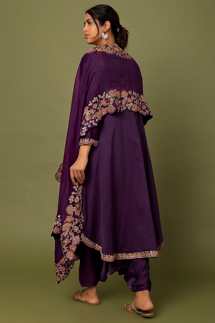 Aubergine Satin Harem Pant Set by Mahi Calcutta at Pernia's Pop Up Shop