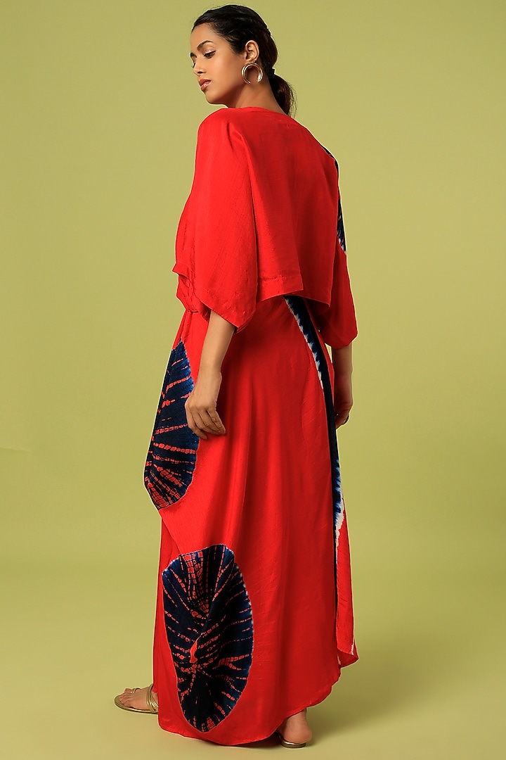 Vermillion Red Cotton Silk Skirt Set by Mahi Calcutta at Pernia's Pop Up Shop