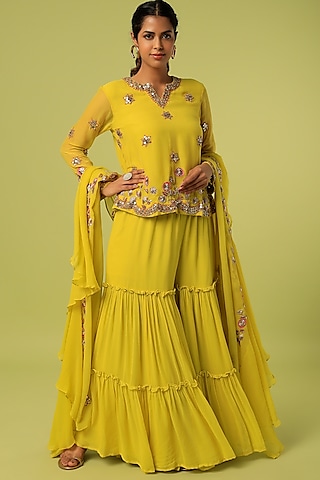 Buy Double Frill Sharara for Women Online from India's Luxury Designers 2023