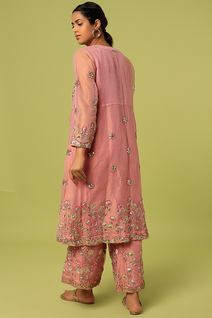 Pink Embroidered Jacket Set by Mahi Calcutta at Pernia's Pop Up Shop