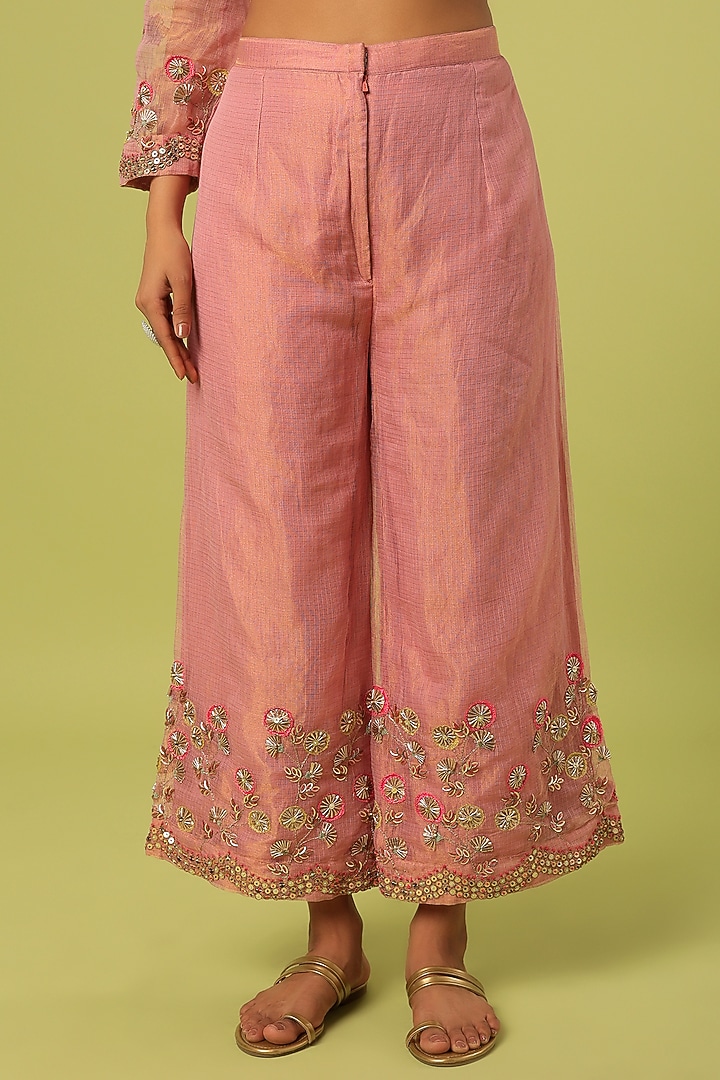 Pink Embroidered Jacket Set by Mahi Calcutta at Pernia's Pop Up Shop