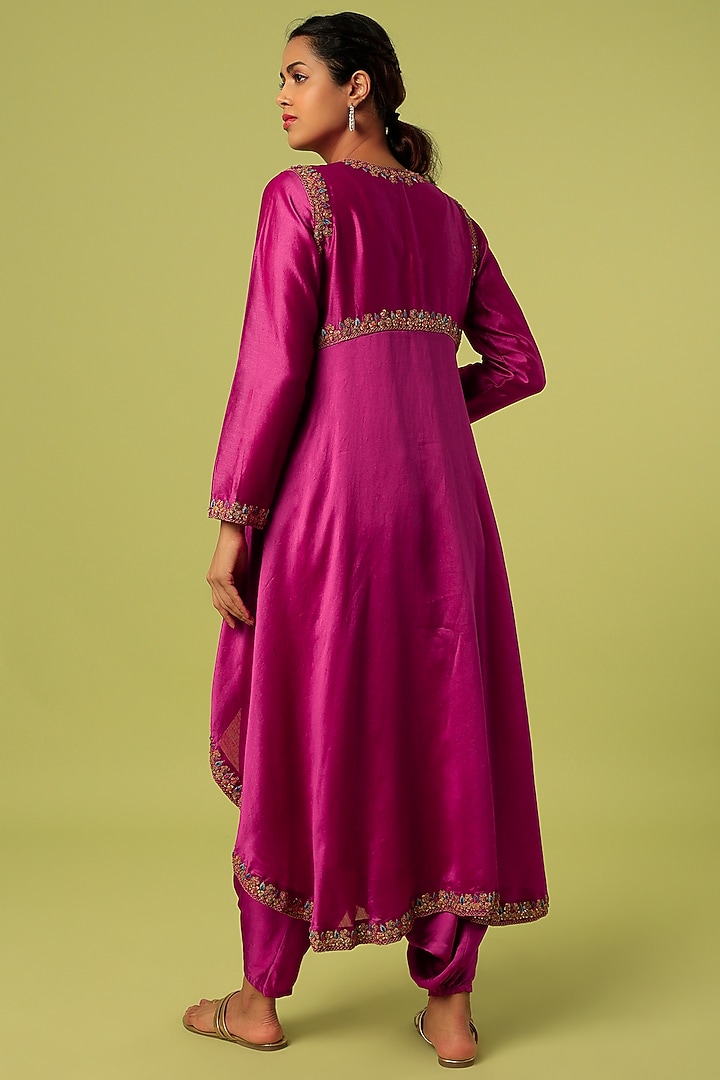 Aubergine Satin Harem Pant Set by Mahi Calcutta at Pernia's Pop Up Shop