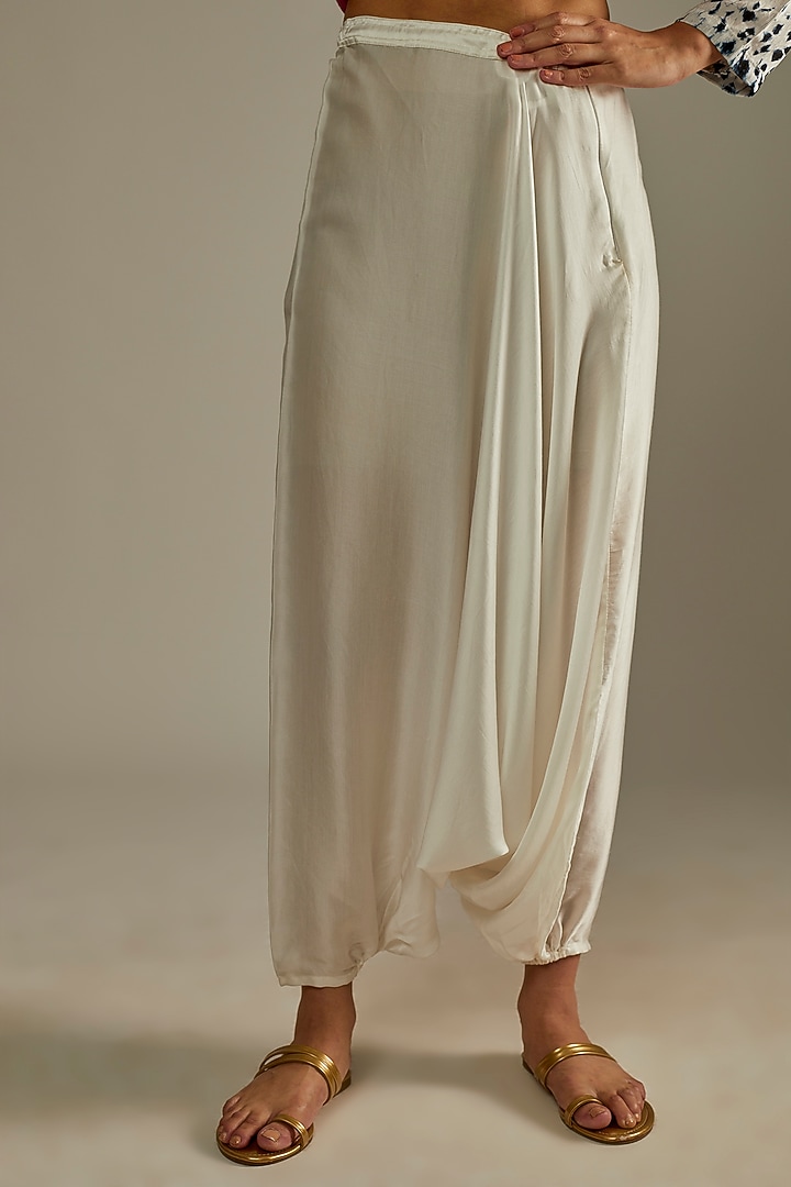 Ivory Modal Satin Pant Set by Mahi Calcutta at Pernia's Pop Up Shop