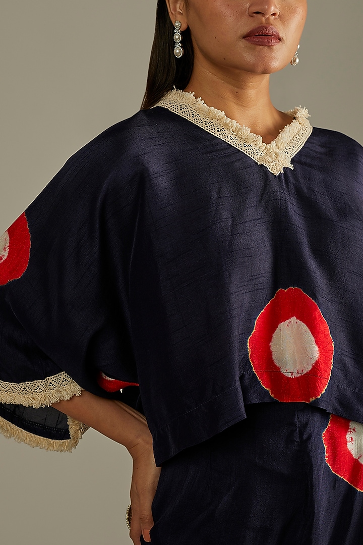 Midnight Blue Tie-Dyed Skirt Set by Mahi Calcutta at Pernia's Pop Up Shop