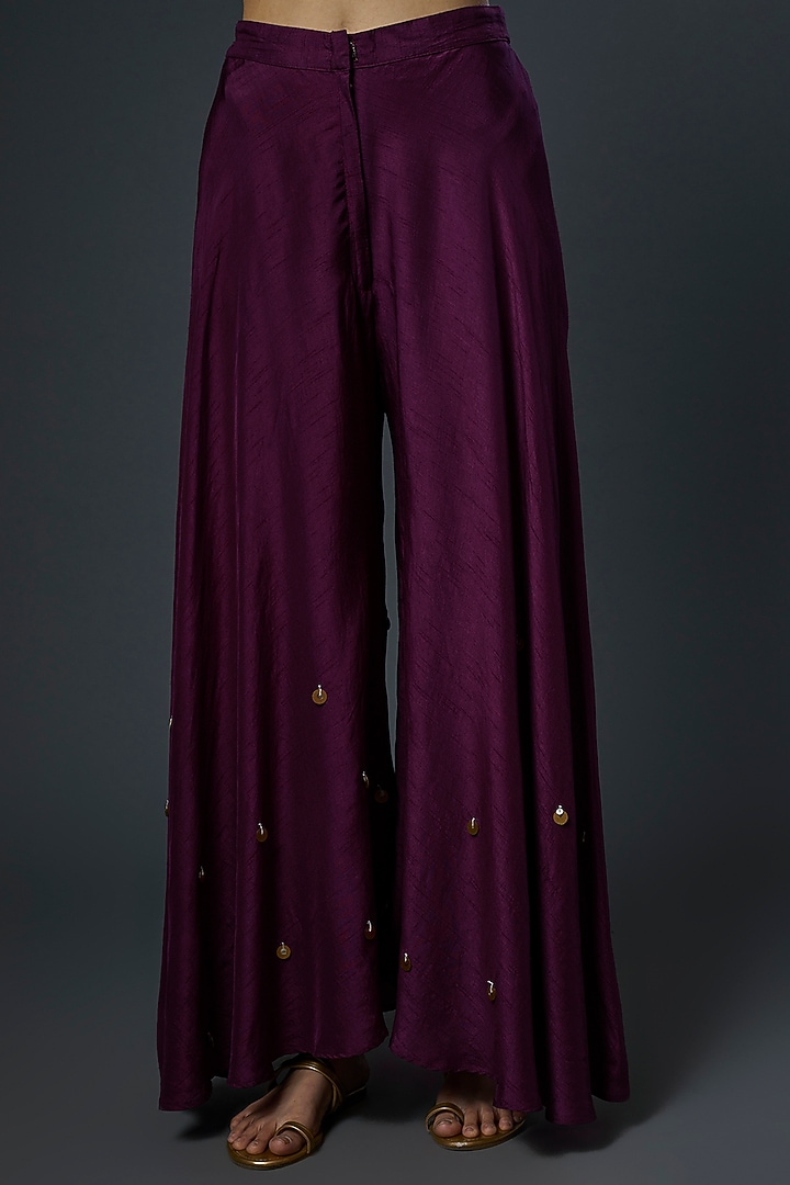 Burgundy Embroidered Wedding Anarkali Set by Mahi Calcutta at Pernia's Pop Up Shop