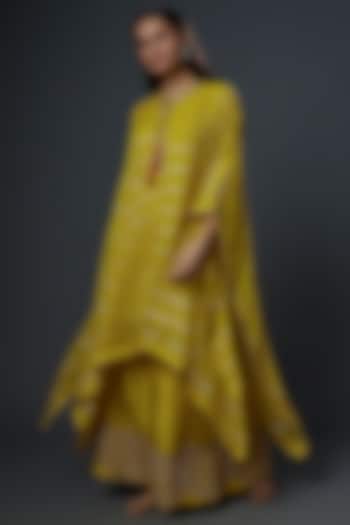 Sunshine Yellow Gota Patti Embroidered Kurta Set by Mahi Calcutta