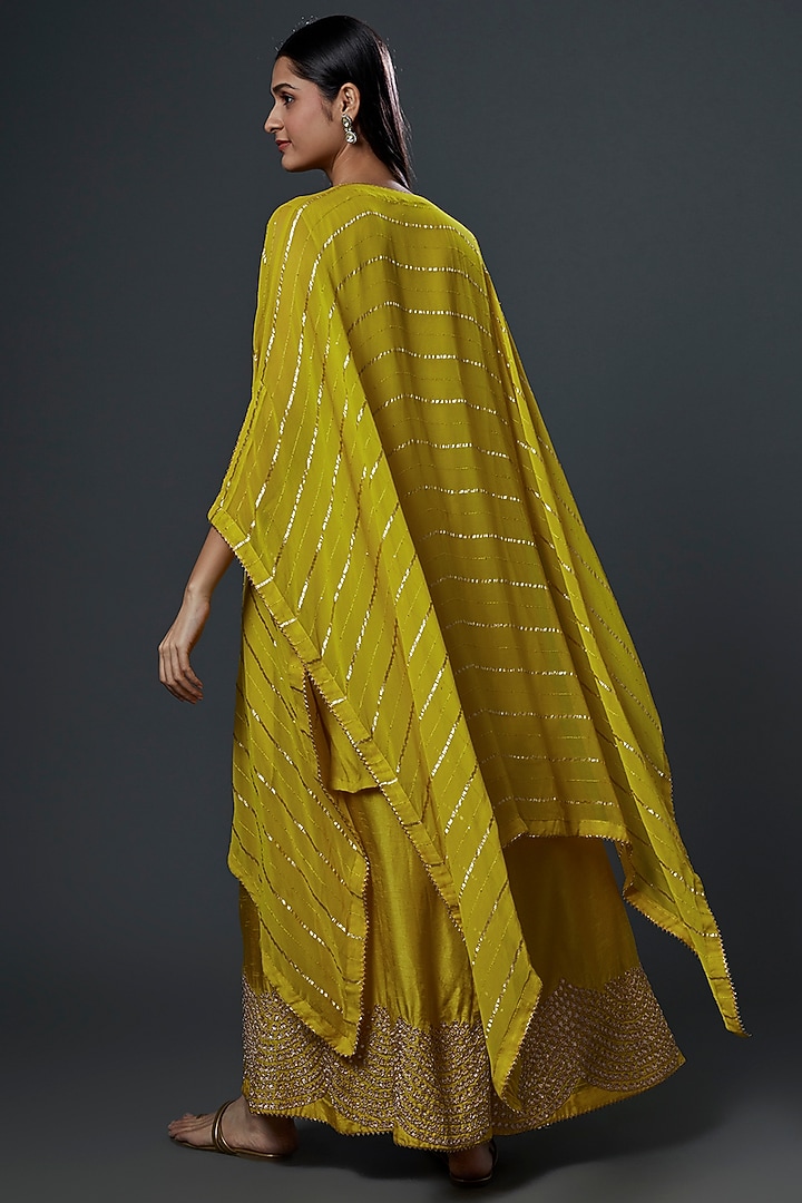Olive Kurti Set with Gota Patti and Cross Stitch Embroidery