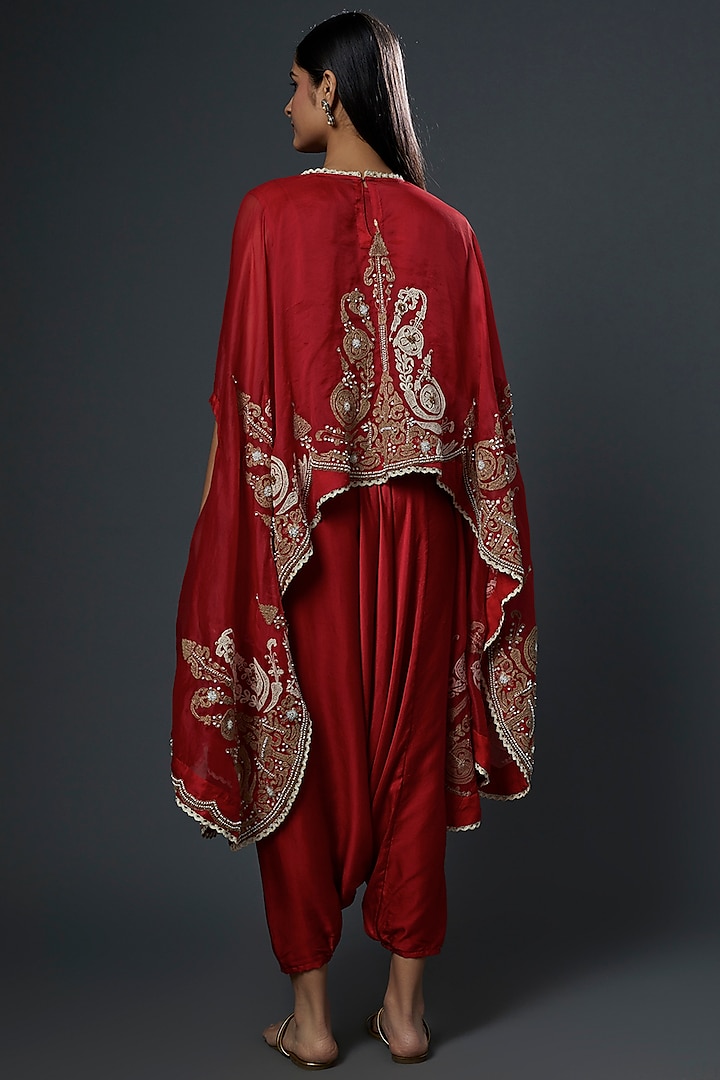 Ruby Red Embroidered Co-Ord Set by Mahi Calcutta at Pernia's Pop Up Shop