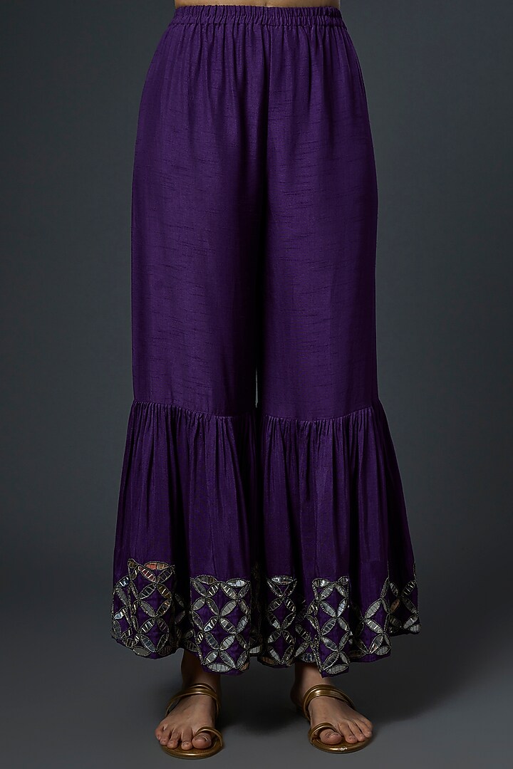 Blue Embroidered Party Wear Sharara Set by Mahi Calcutta at Pernia's Pop Up Shop