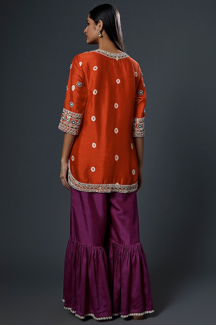 Raspberry Purple Cotton Silk Wedding Sharara Set by Mahi Calcutta at Pernia's Pop Up Shop