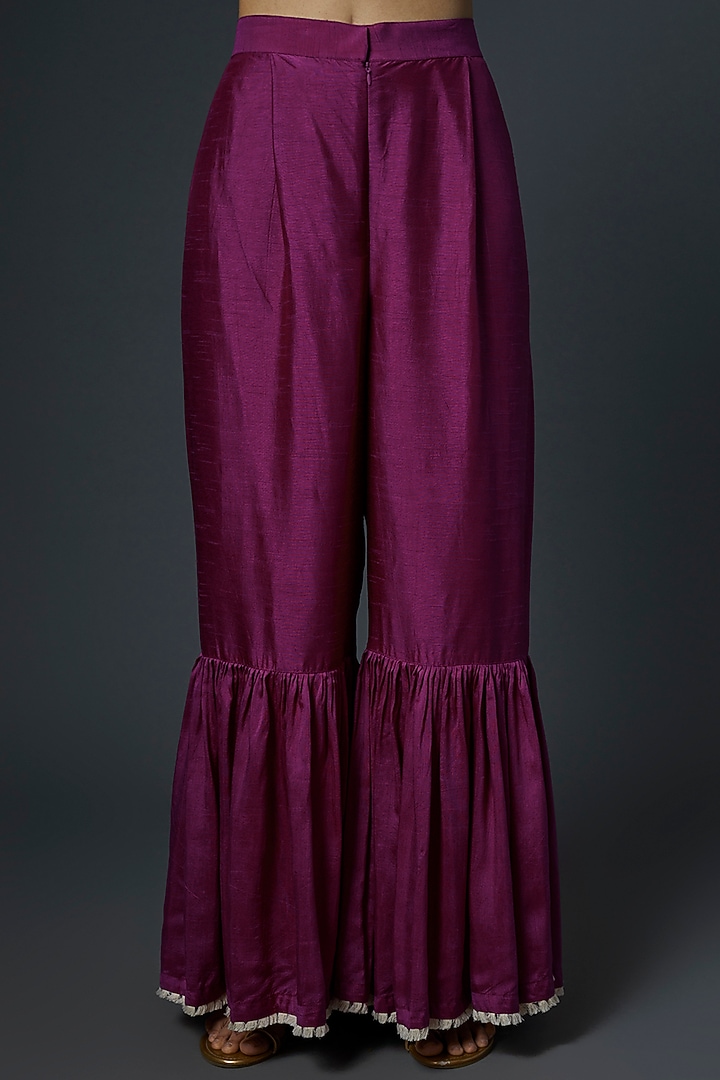 Raspberry Purple Cotton Silk Wedding Sharara Set by Mahi Calcutta at Pernia's Pop Up Shop