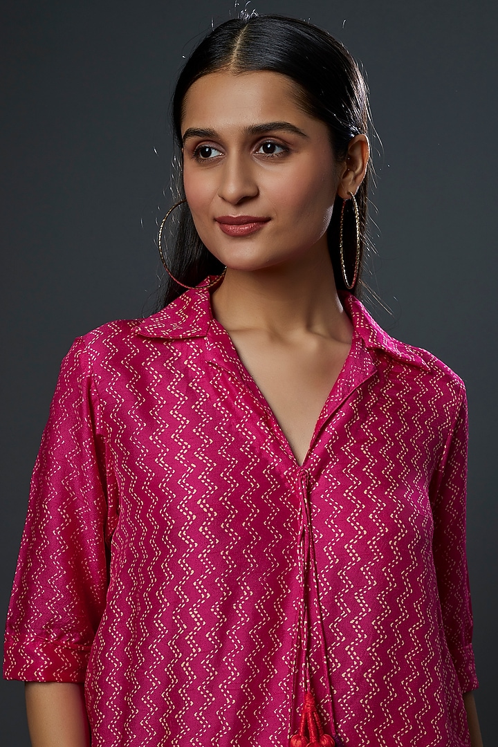 Fuchsia Pink Printed Co-Ord Set by Mahi Calcutta at Pernia's Pop Up Shop