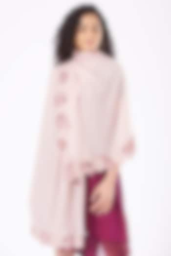 Rose Smoke Embroidered Handcrafted Stole by Mauli Cashmere