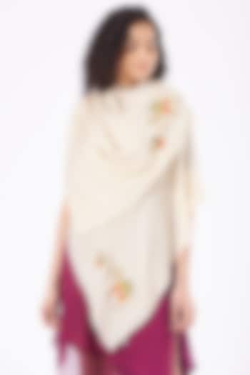 A Desert Ride Embroidered Fine Wool Silk Stole by Mauli Cashmere