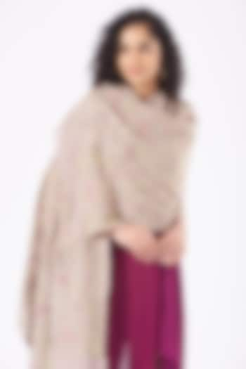 Adobe Rose Embroidered Handcrafted Stole by Mauli Cashmere at Pernia's Pop Up Shop