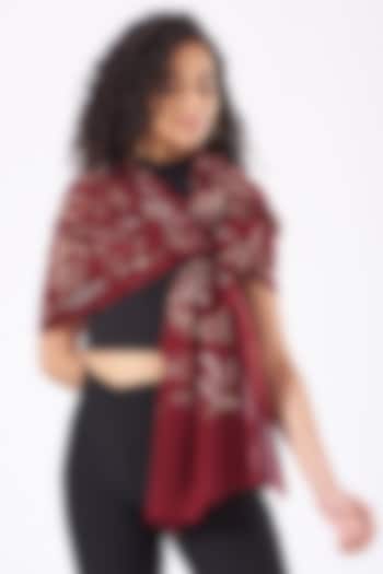 Golden Peony Embroidered Pure Cashmere Stole by Mauli Cashmere at Pernia's Pop Up Shop